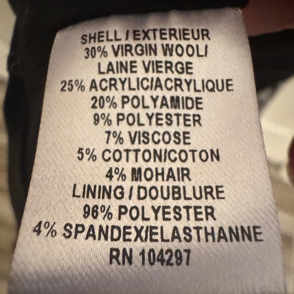 MILLY Black and White Plaid Fringe Houndstooth Wool Blazer Size 6 - Picture 11 of 11